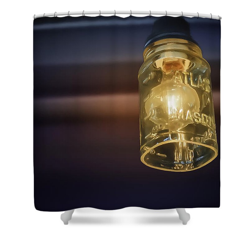 Mason Jar Shower Curtain featuring the photograph Mason Jar Light by Scott Norris