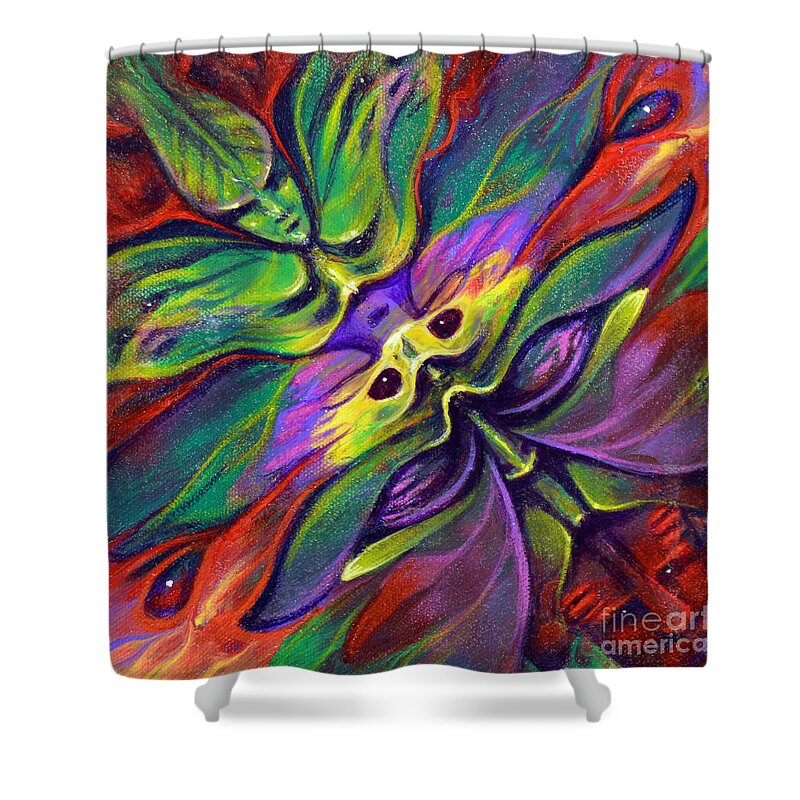 Rorshach Shower Curtain featuring the painting Masqparade 7 by Ricardo Chavez-Mendez