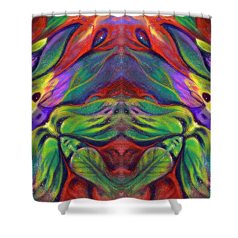 Rorshach Shower Curtain featuring the painting Masqparade Tapestry 7B by Ricardo Chavez-Mendez