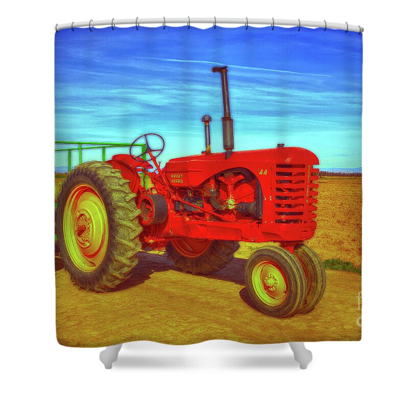 Tractor Shower Curtain featuring the photograph Massey Harris 44 by Teresa Zieba
