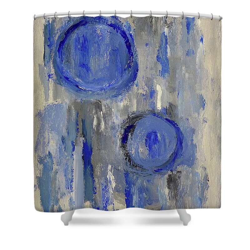 Blue Shower Curtain featuring the painting Maternal by Victoria Lakes