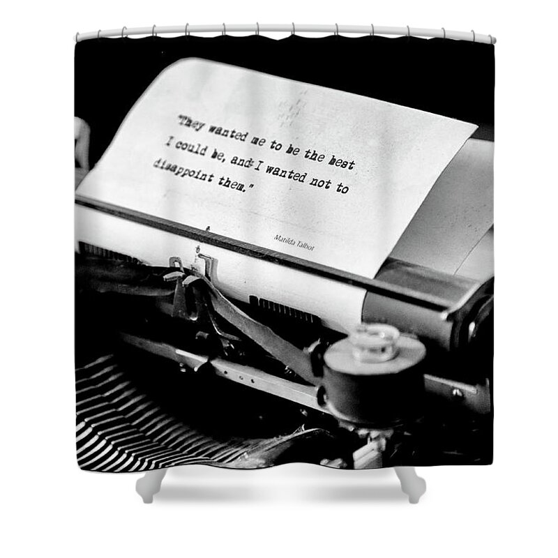 Typewriter Shower Curtain featuring the photograph Matilda Talbot Typwiriter by Michael Hope