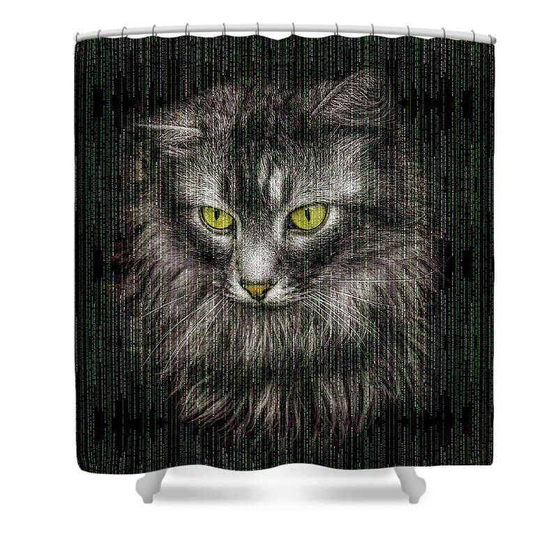 Cat Shower Curtain featuring the photograph Matrix Cat by Matthias Hauser