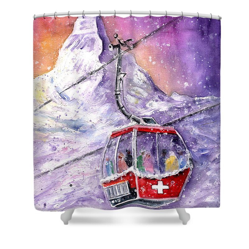 Travel Shower Curtain featuring the painting Matterhorn Authentic by Miki De Goodaboom