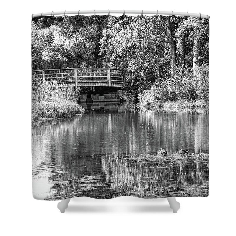Seo Shower Curtain featuring the photograph Matthaei Botanical Gardens Black and White by Pat Cook