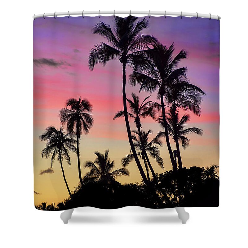 Maui Shower Curtain featuring the photograph Maui Palm Tree Silhouettes by Eddie Yerkish