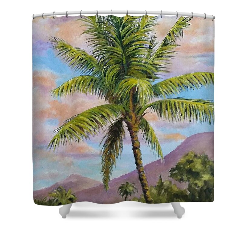 Landscape Shower Curtain featuring the painting Maui Palm by William Reed
