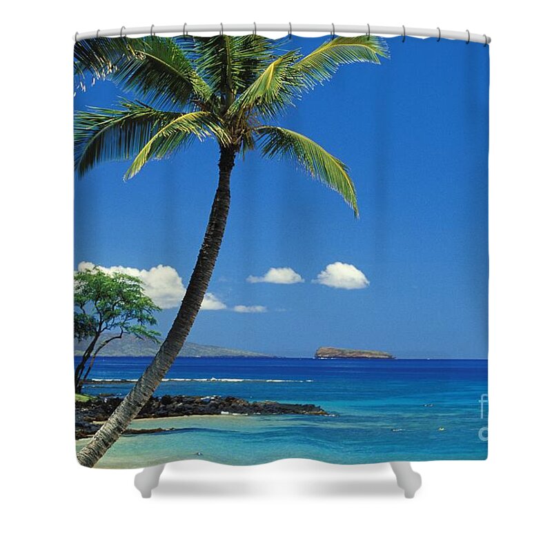 Beach Shower Curtain featuring the photograph Maui, View From Makena by Ron Dahlquist - Printscapes
