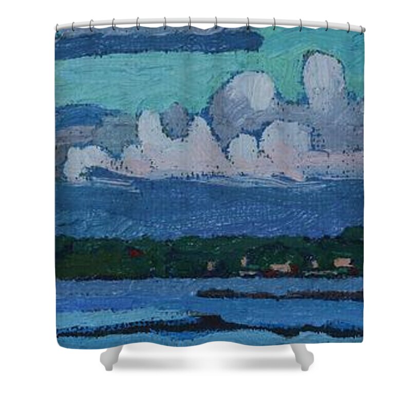 1943 Shower Curtain featuring the painting May Morning Thunderstorm by Phil Chadwick