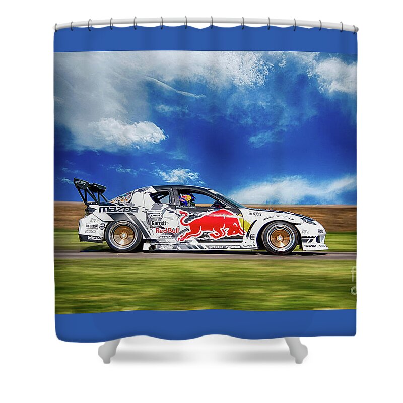 Mazda Shower Curtain featuring the photograph Mazda RX7 Drift by Roger Lighterness