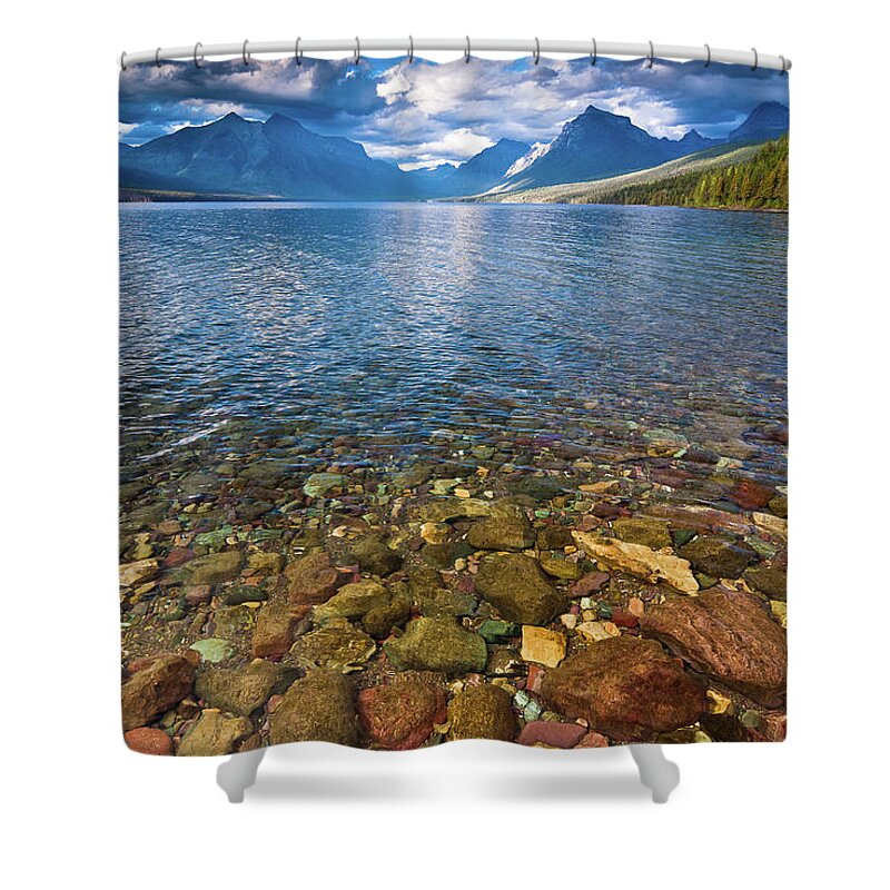 Lake Shower Curtain featuring the photograph McDonald Lake Colors by Greg Nyquist