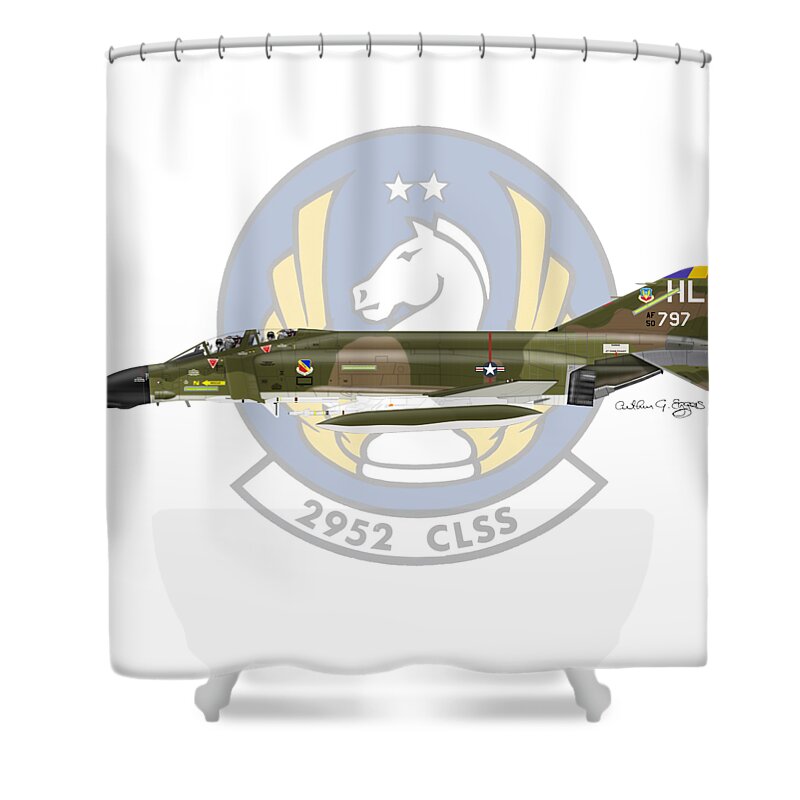 Mcdonnell Douglas Shower Curtain featuring the digital art McDonnell Douglas F-4D Phantom II Hill by Arthur Eggers