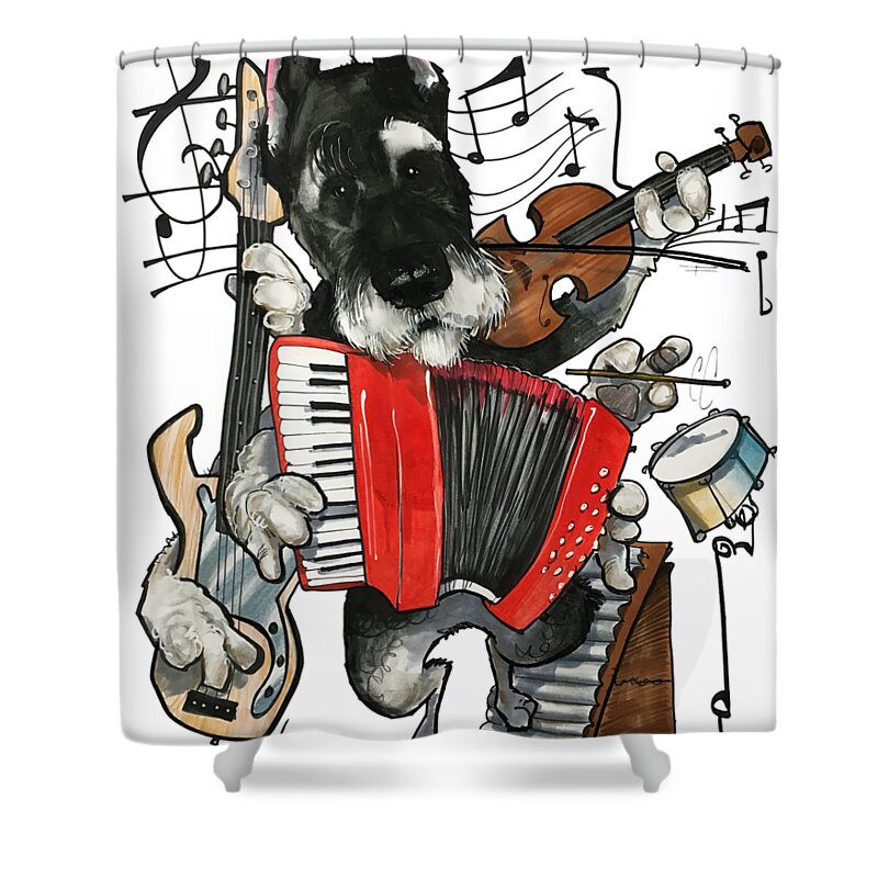 Schnauzer Shower Curtain featuring the drawing McKibbin 18-1010 ASHER by John LaFree