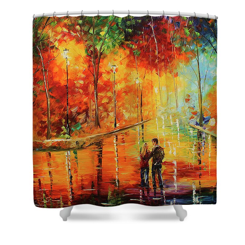City Paintings Shower Curtain featuring the painting Me and My Girl by Kevin Brown