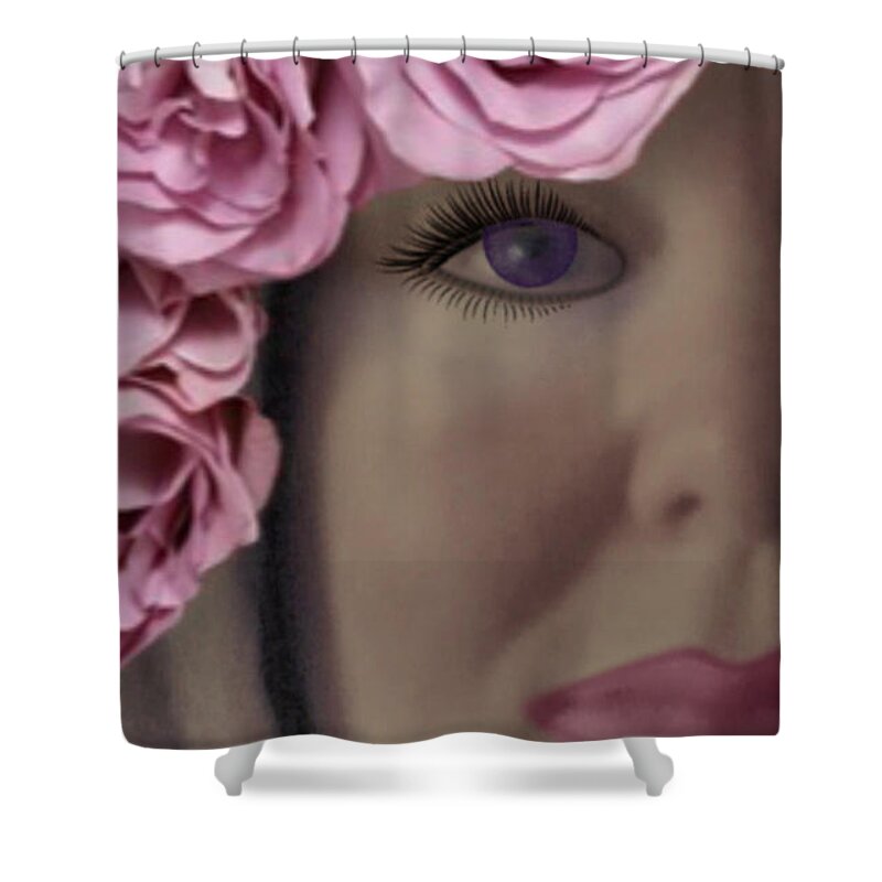 Digital Art Shower Curtain featuring the mixed media Me in a New Hairdo by Delynn Addams