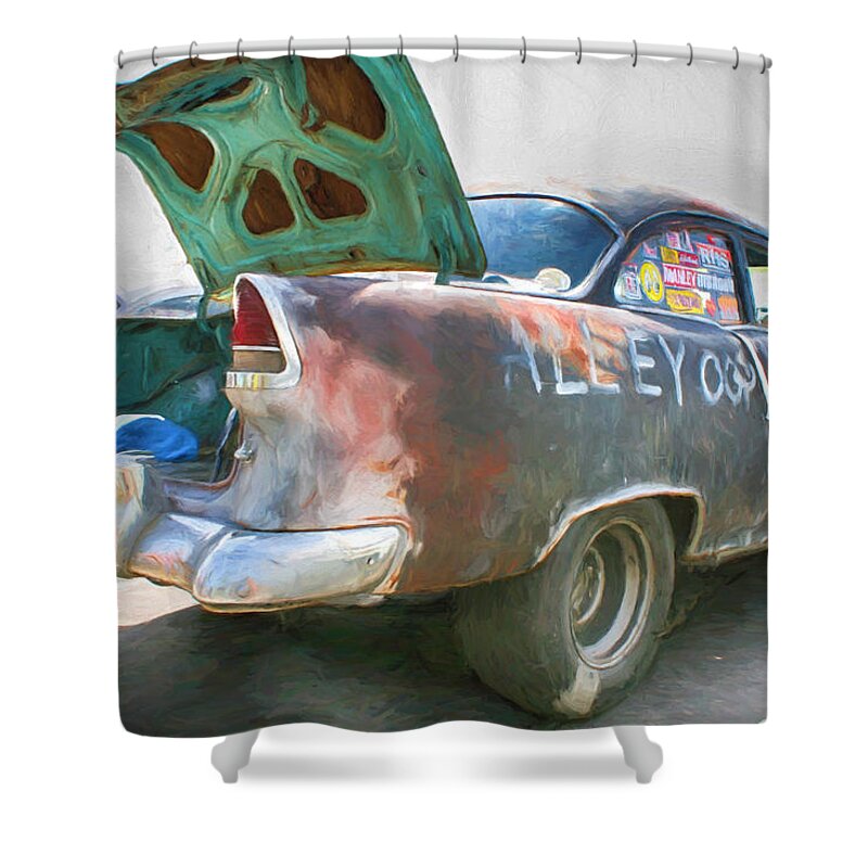 55 Chevy Shower Curtain featuring the painting Mean Streets by Michael Cleere