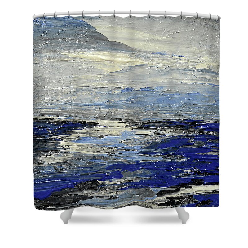 Ocean Shower Curtain featuring the painting Meaning and Hue by Tatiana Iliina