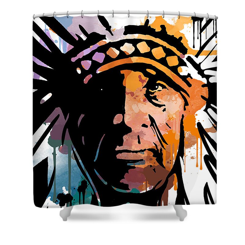 Native American Shower Curtain featuring the painting Medicine Crow by Paul Sachtleben