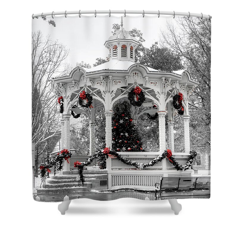 Christmas Shower Curtain featuring the photograph Medina Gazebo by Ann Bridges