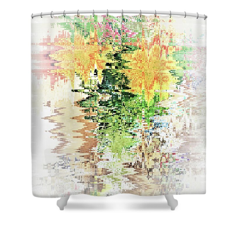 Reflect Shower Curtain featuring the digital art Meditation Pond by Ann Johndro-Collins