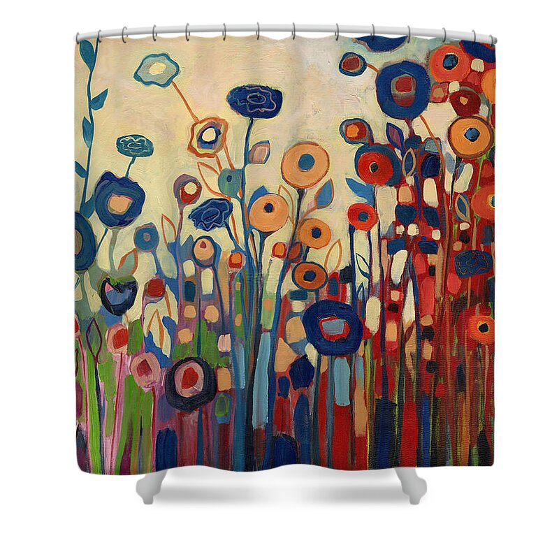 Abstract Shower Curtain featuring the painting Meet Me in My Garden Dreams by Jennifer Lommers