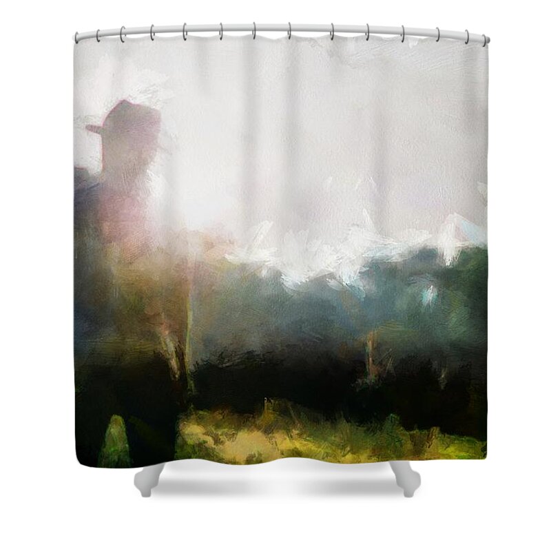 Nature Shower Curtain featuring the digital art Meeting The Morning by Gun Legler