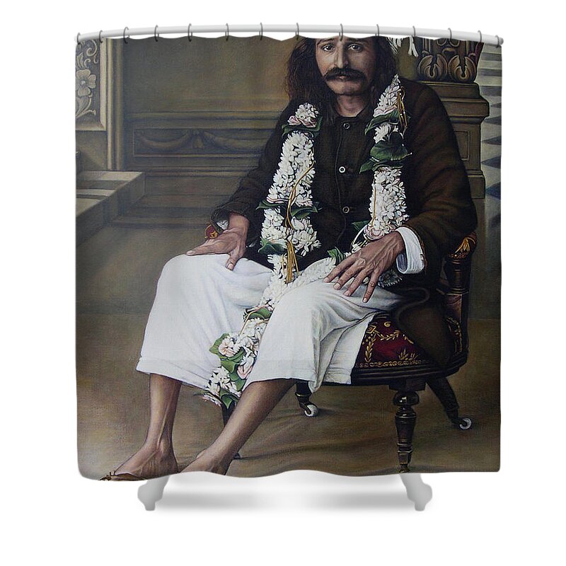Meher Baba Shower Curtain featuring the painting Meher Baba by Nad Wolinska