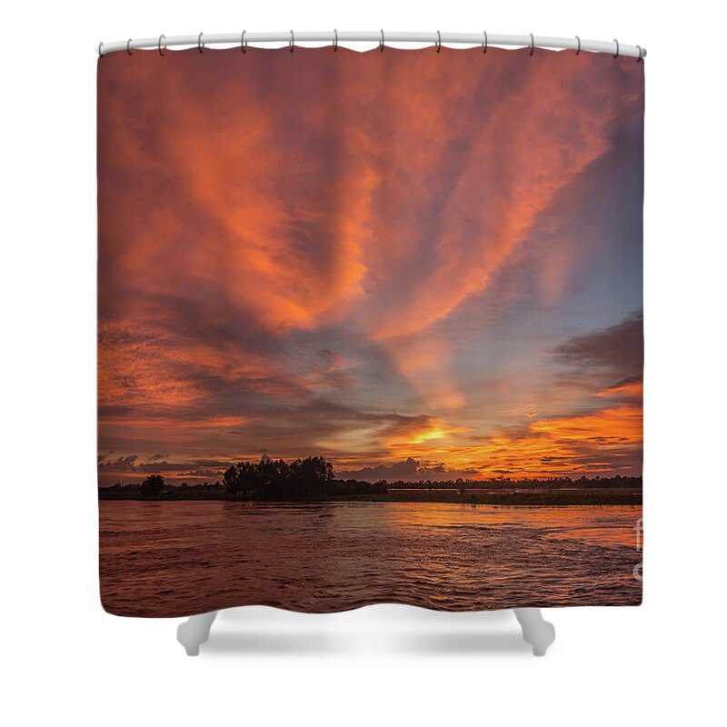 Sunset Shower Curtain featuring the photograph Mekong Sunset 3 by Werner Padarin