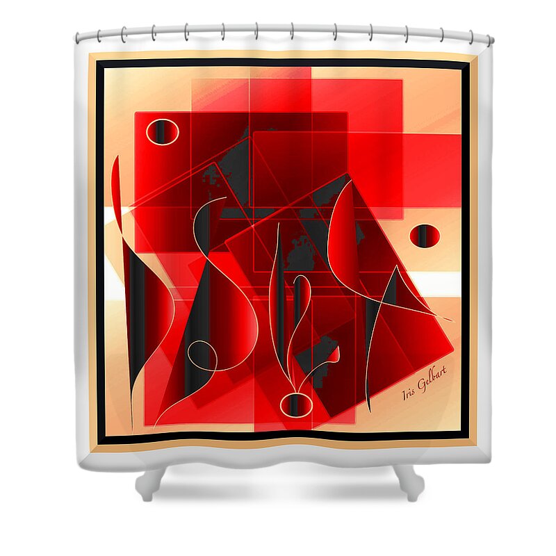 Abstract Art Shower Curtain featuring the digital art Melodies by Iris Gelbart