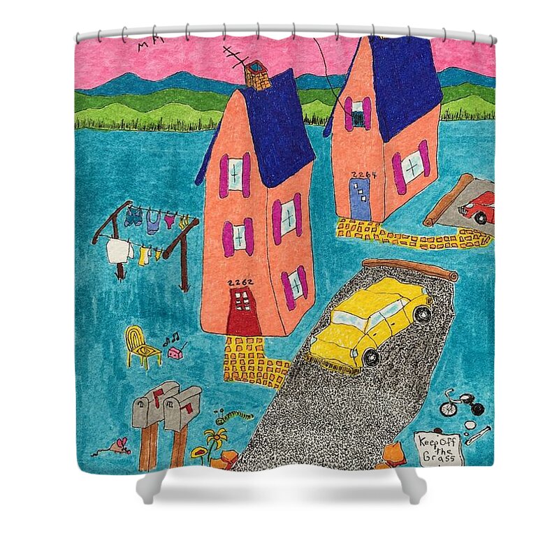  Shower Curtain featuring the painting Melon Houses by Lew Hagood