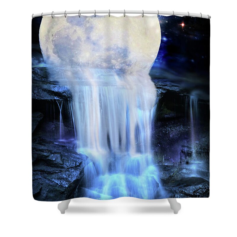 Moon Shower Curtain featuring the digital art Melted moon by Lilia D