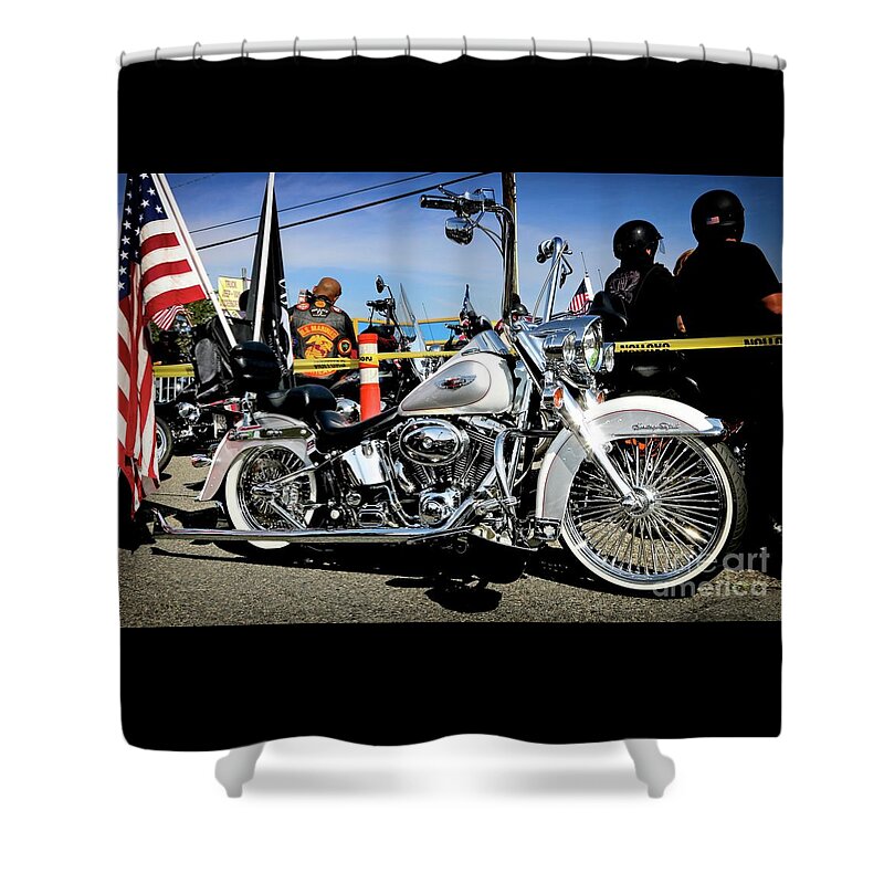 Transportation Shower Curtain featuring the photograph Memorial Day Harley by Gus McCrea