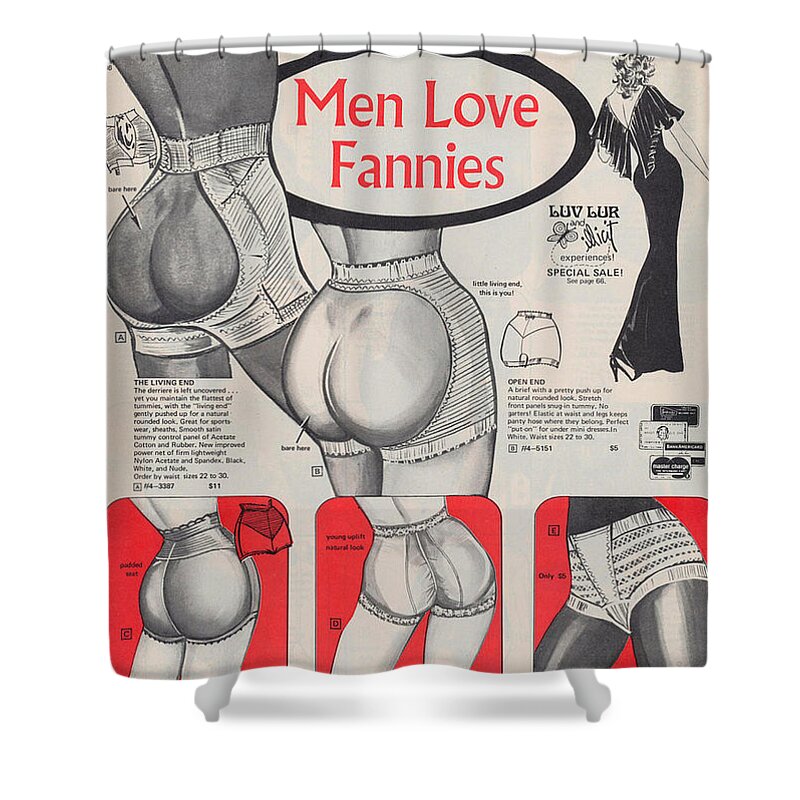 Black Americana Shower Curtain featuring the digital art Men Love Fannies by Kim Kent