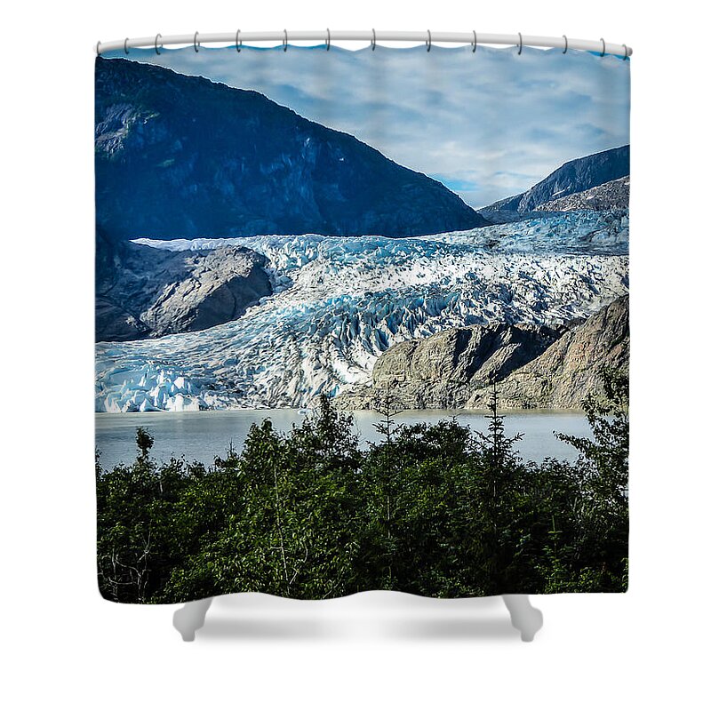 Alaska Shower Curtain featuring the photograph Mendenhall Glacier by Pamela Newcomb