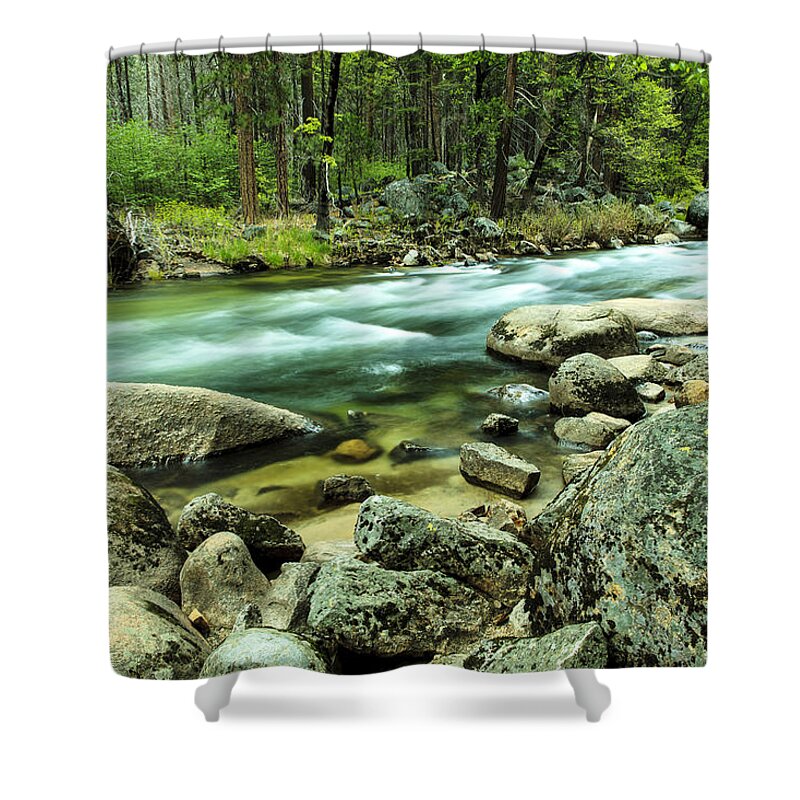 Yosemite Shower Curtain featuring the photograph Merced River Yosemite by Ben Graham