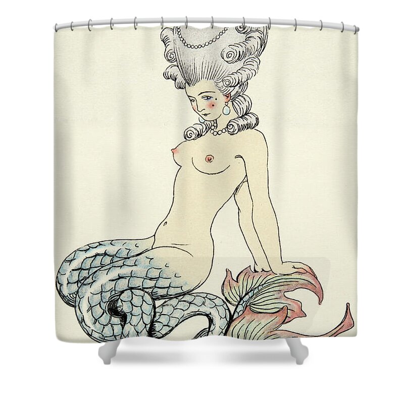 Mermaid Shower Curtain featuring the painting Mermaid, from Les Liaisons Dangereuses by Georges Barbier