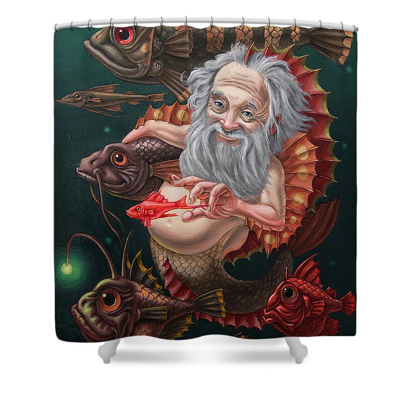 Merman Shower Curtain featuring the painting Merman by Victor Molev
