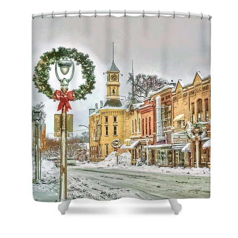 Melotte Shower Curtain featuring the photograph Merry Christmas - Columbus by Rod Melotte