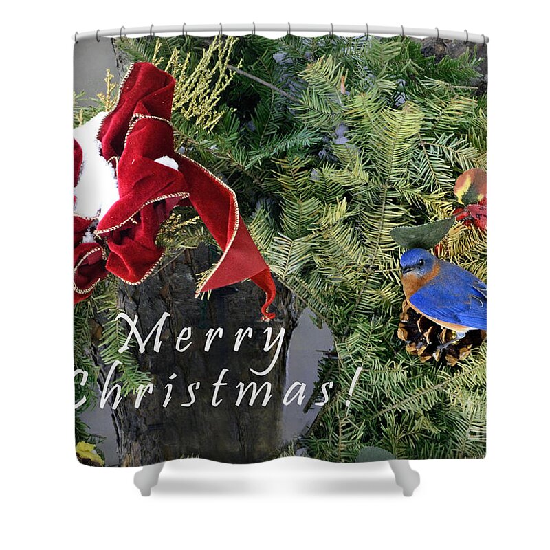 Nature Shower Curtain featuring the photograph Merry Christmas Wreath by Nava Thompson