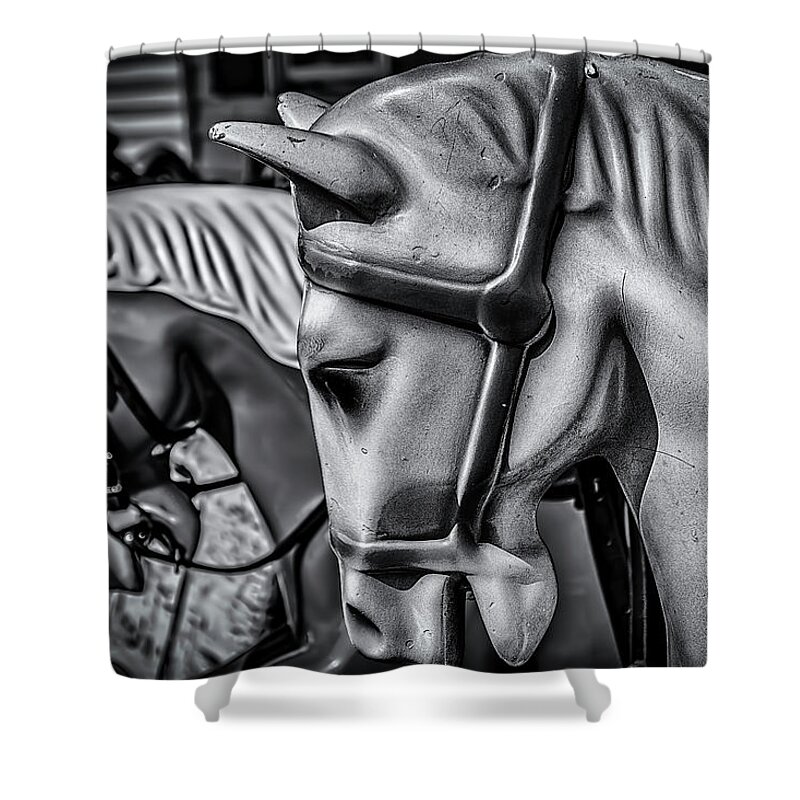 America Shower Curtain featuring the photograph Merry-Go-Round-Horses by Ken Morris