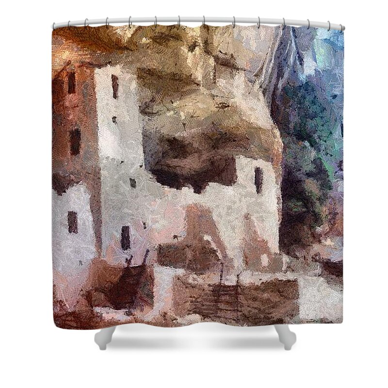 American Southwest Shower Curtain featuring the painting Mesa Verde by Jeffrey Kolker