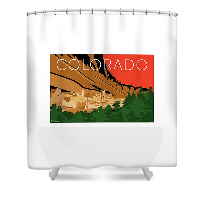 Colorado Shower Curtain featuring the digital art Mesa Verde Orange by Sam Brennan
