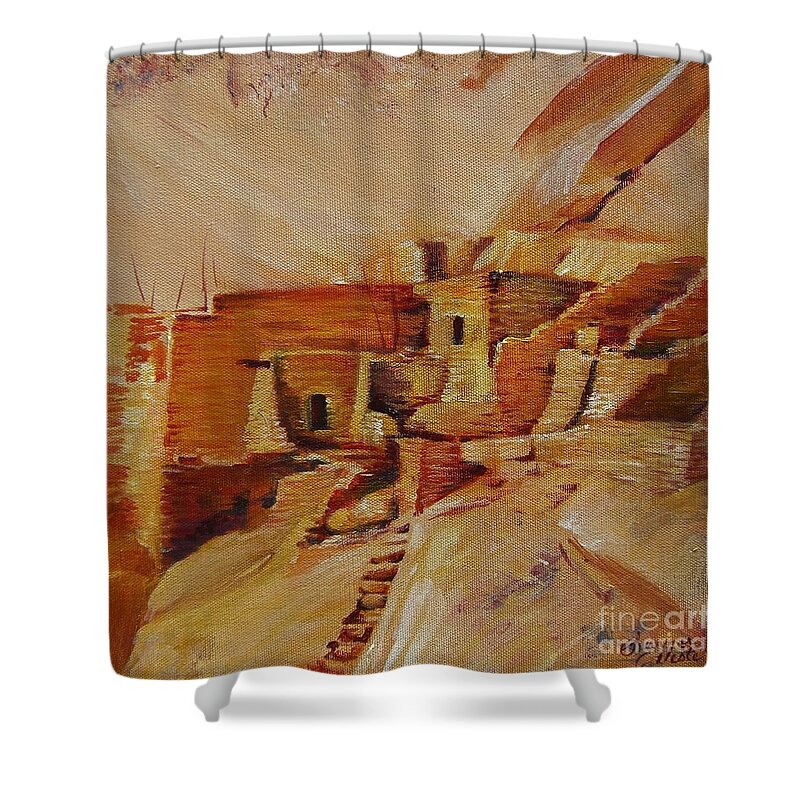 Indian Shower Curtain featuring the painting Mesa Verde by Summer Celeste