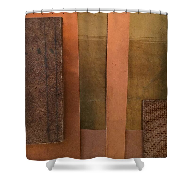 Copper Collage Brass Masonite Shower Curtain featuring the photograph Mesh and Copper Series 1-6 by J Doyne Miller