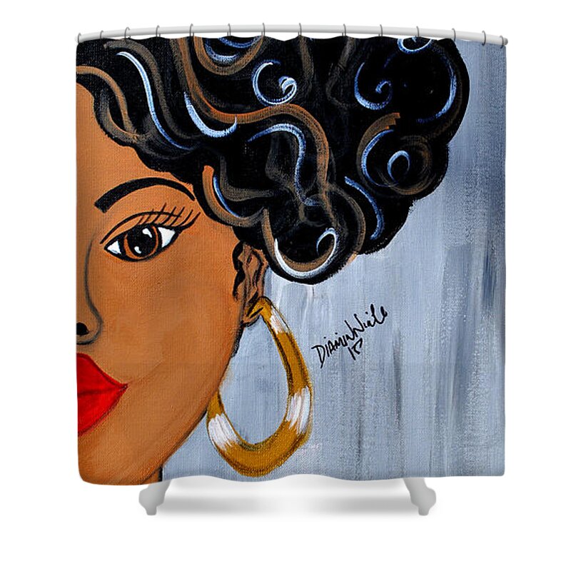 Gold Shower Curtain featuring the painting Mesmerize by Diamin Nicole