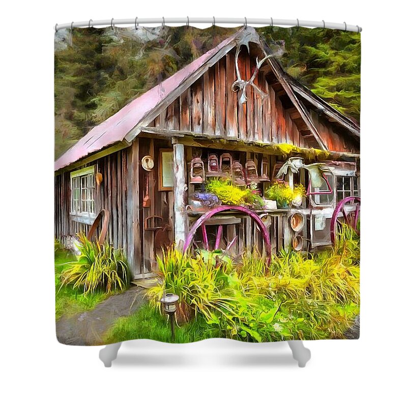Mess Hall Shower Curtain featuring the digital art Mess Hall by Eva Lechner