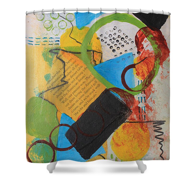 Abstract Shower Curtain featuring the painting Messy Circles of Life by April Burton