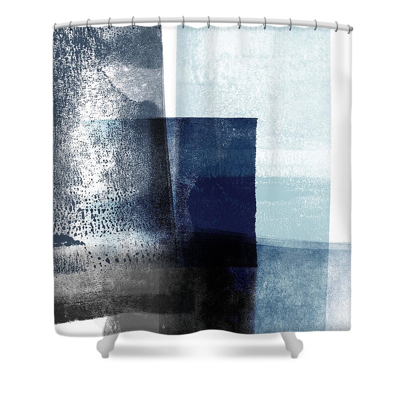 Blue Shower Curtain featuring the mixed media Mestro 4- Abstract Art by Linda Woods by Linda Woods