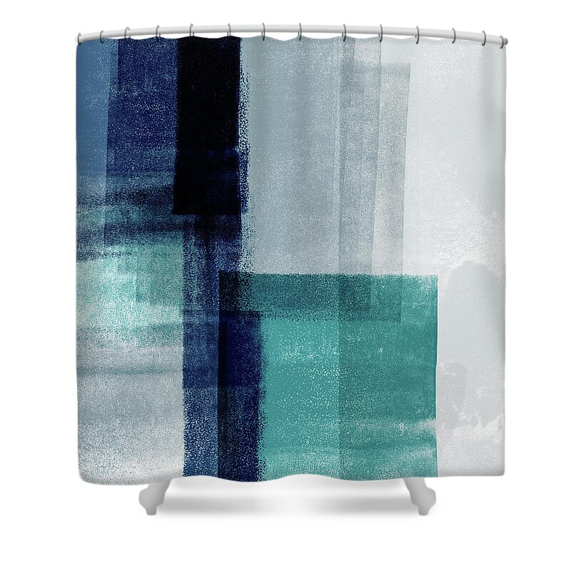 Abstract Shower Curtain featuring the mixed media Mestro 5- Art by Linda Woods by Linda Woods