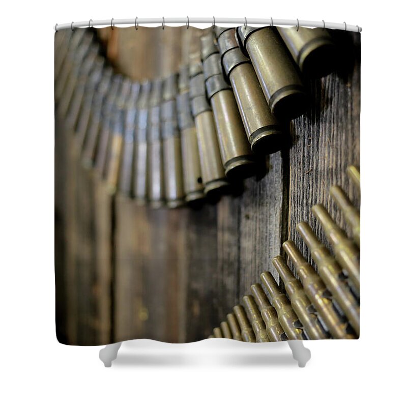 Wood Shower Curtain featuring the photograph Metal and Wood by Lora Lee Chapman